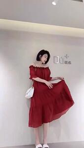 夏季新款性感花边一字肩洋气连衣裙图片
