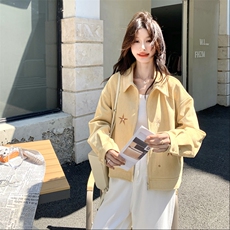 黄色刺绣麂皮绒外套2C198-6567-P155-K238，女装短外套，2C198