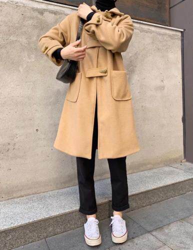 【现货】简约呢料牛角扣大衣 mLXL，女装，FUMEI赋美