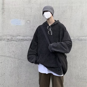 水洗做旧卫衣男秋季韩版潮牌美式复古上衣宽松连帽外套WY31P55图片