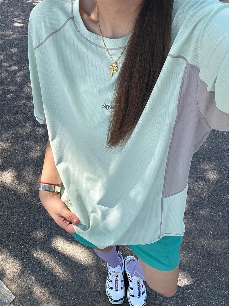 网图夏季轻薄透气凉感冰丝t恤速干短袖男女户外骑行半袖特P35,男装T恤,电商C306-1