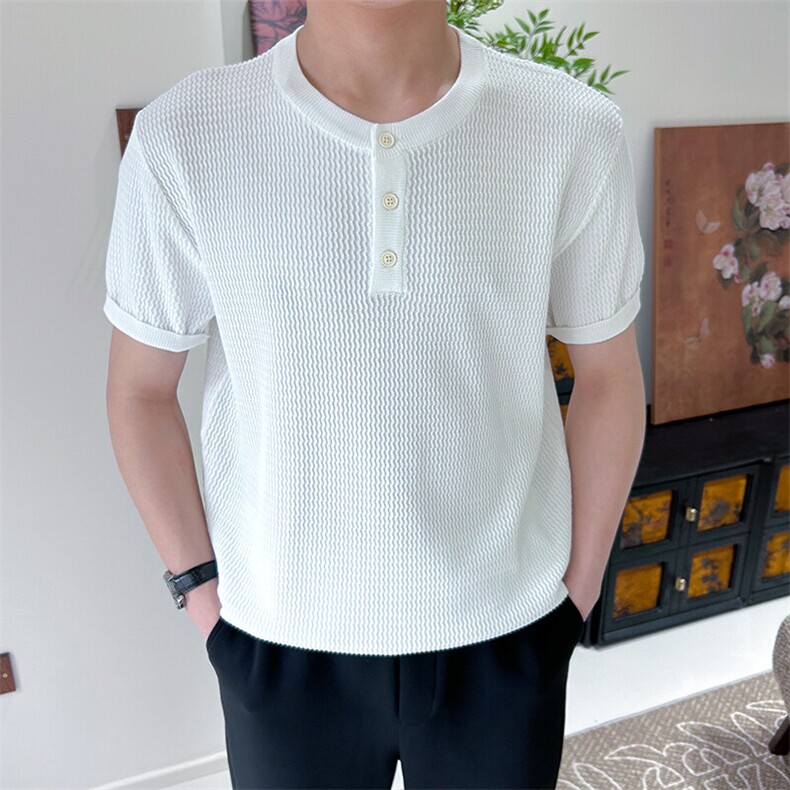 夏季圆领针织短袖微宽松男轻熟T恤冰丝款A9203-P53，男装T恤，星座1012-1