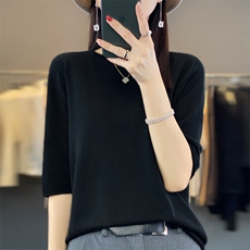 新款女装针织衫中袖宽松显瘦优雅百搭毛衣，女装针织衫/毛衣，大美人高端店
