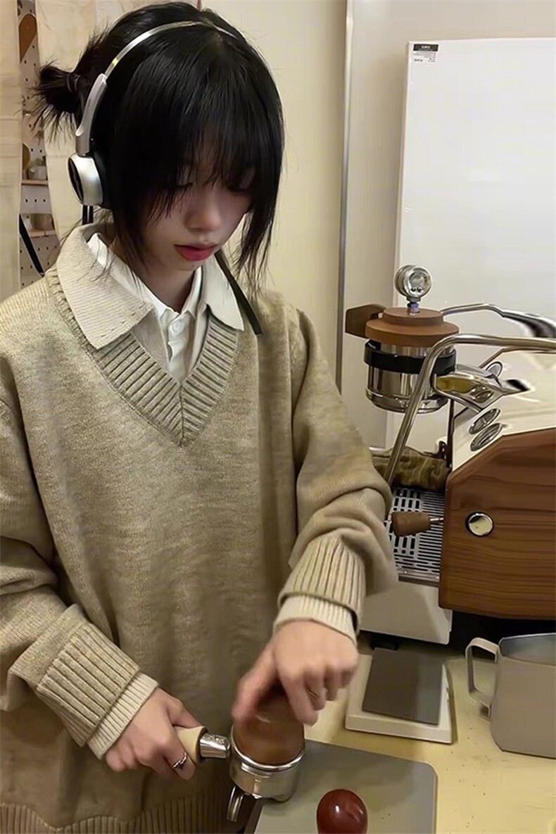 秋冬网图翻领美式复古纯色衬衫领男女款休闲假两件毛衣-A2310TP65,男装针织衫/毛衣,电商B241