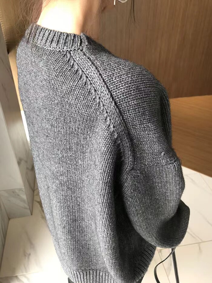 重磅加厚圆领女宽松显瘦慵懒风百搭针织衫打底毛衣,针织衫/毛衣,半城羊绒