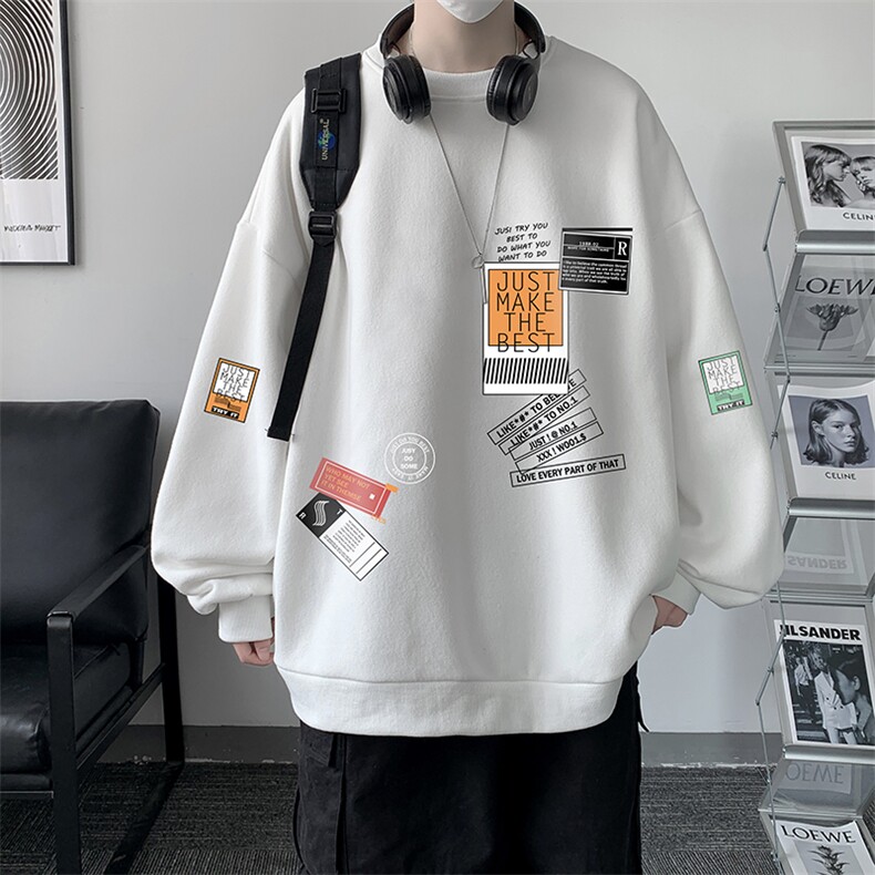 圆领卫衣男大码加厚加绒长袖t恤男S6121-P28加绒款-P33,男装卫衣,电商A040