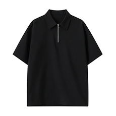 半拉链短袖polo衫男士夏季冰丝薄款韩系痞帅高级感半袖T恤上衣服，男装T恤，电商A001-1