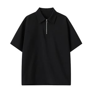 半拉链短袖polo衫男士夏季冰丝薄款韩系痞帅高级感半袖T恤上衣服图片