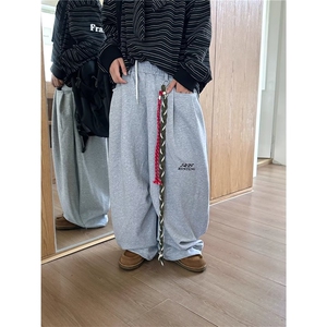 直筒裤男秋季新款垂感运动裤青少年宽松小众设计感2025男装裤子图片