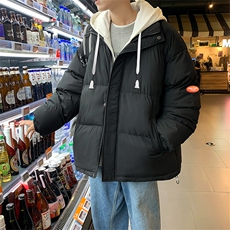 2024冬新款港风夜景连帽假两件面包服棉衣外套男G3012-P95控115，男装棉衣，星座914-3
