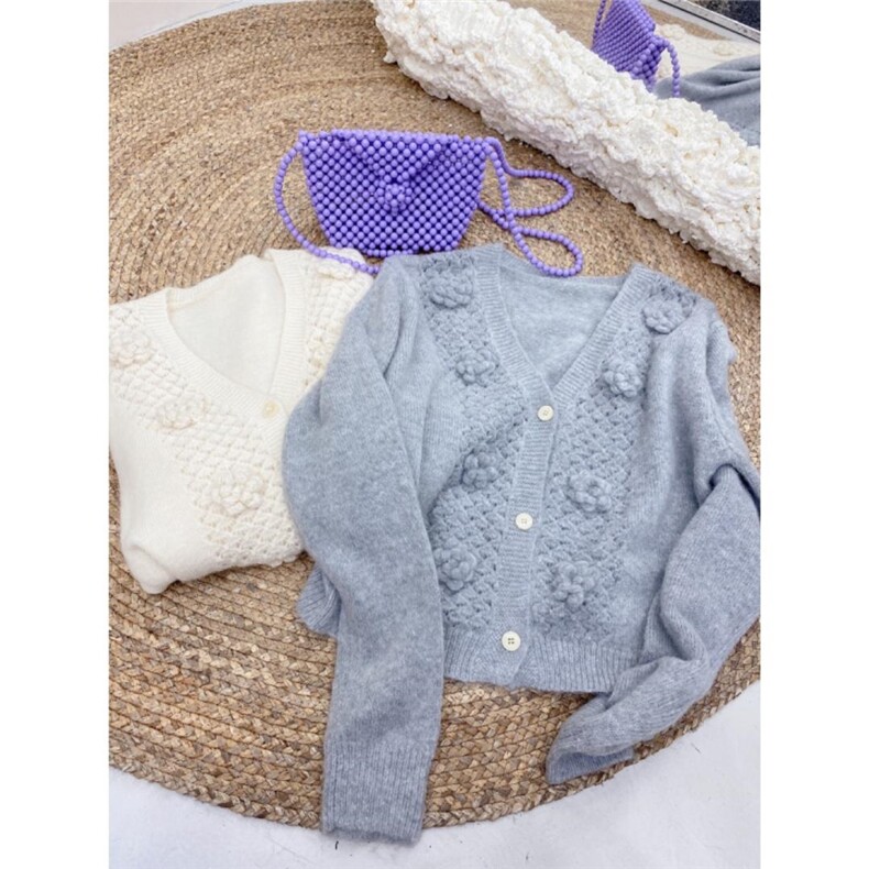 新款现货，好看绣花开衫灰白两个色，其它，CHERRY·印