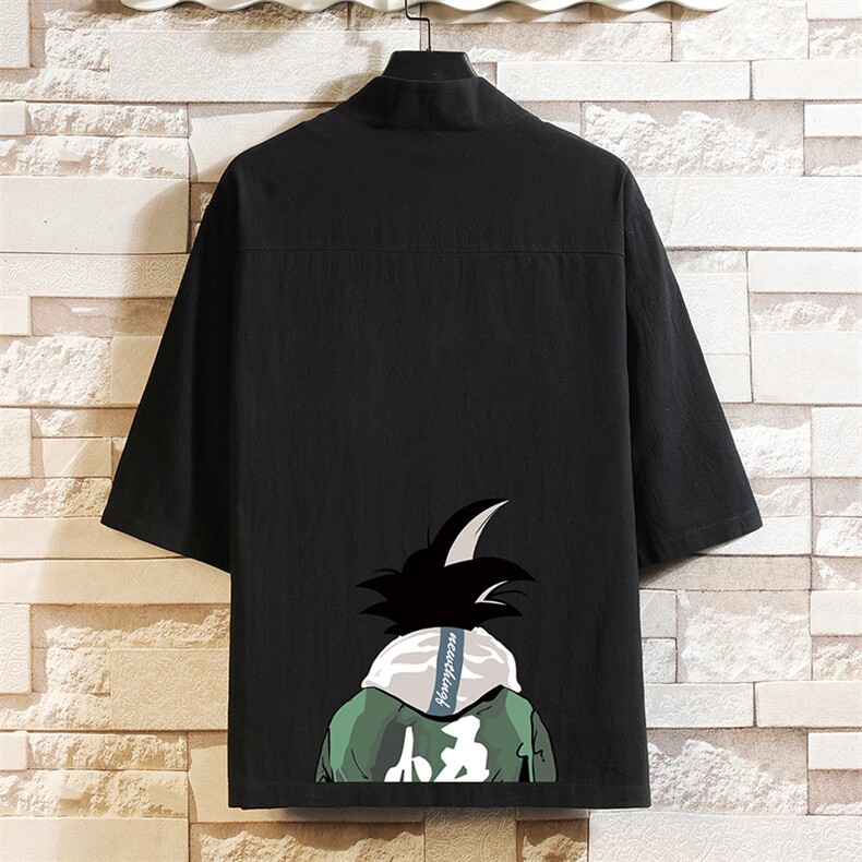 HF59005-P40风汉服男开衫外套七分袖道袍砖墙挂拍,男装民族服装,电商A040A