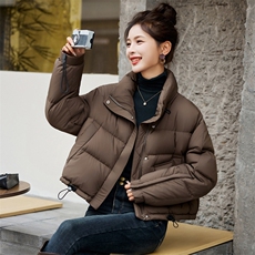 短款羽绒服女2024年冬季新款立领短款宽松面包服羽绒服，女装羽绒服，美沁
