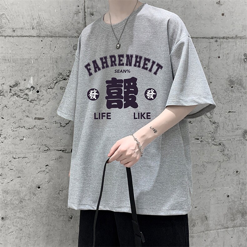 HT73256-P22华夫格t恤男短袖男大码五分袖大皂风,男装T恤,电商A040