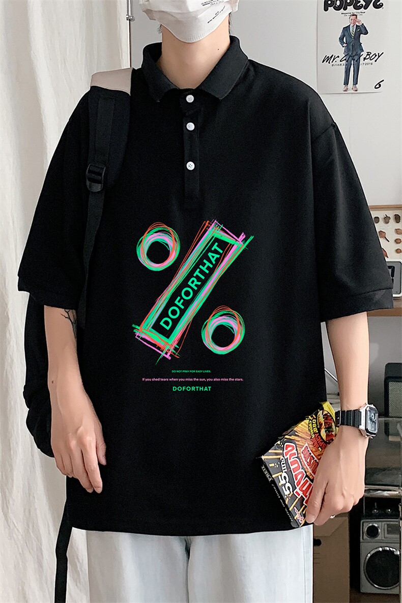 PL57171-P35 翻领短袖polo衫男大码胖子半袖t恤男有领保罗衫 模特图片