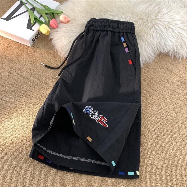 万针刺绣设计冰丝短裤男女夏2025新款潮牌中裤815A-DK24-P40控68,男装牛仔裤,星座815A