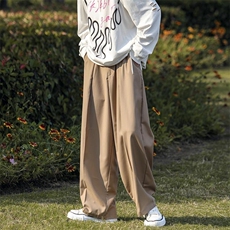 时髦慵懒风宽松阔腿西裤男秋季纯色休闲百搭西装长裤子D510/P65，男装西裤，星座206（原A221）