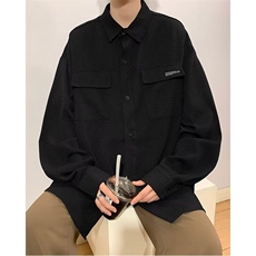 D376-P45衬衫男款2025春秋季潮流时尚宽松百搭工装长袖衬衣男，男装衬衫，星座603-2