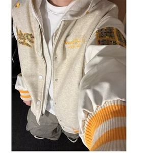 【有货】DM400-P65拼接毛呢夹克衫棒球服宽松棒球领常规款宽松型图片