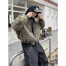 美式假两件连帽迷彩外套工装潮牌棒球服炸街飞行夹克男，男装夹克，星座410-6（原星座1304-1）