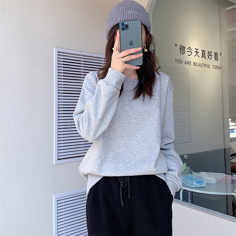 加绒圆领宽松舒适水洗不掉色保暖卫衣2024年秋季男女通用图片