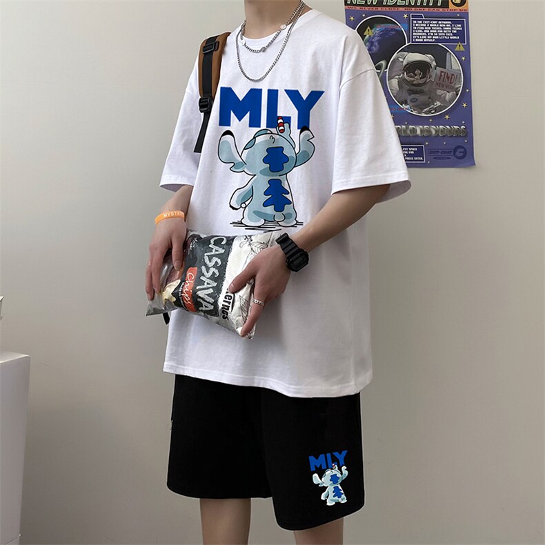短袖t恤套装男夏季ins潮流潮牌韩版宽松百搭半袖A161-2-TZ06-P50,男装休闲套装,电商A161-2