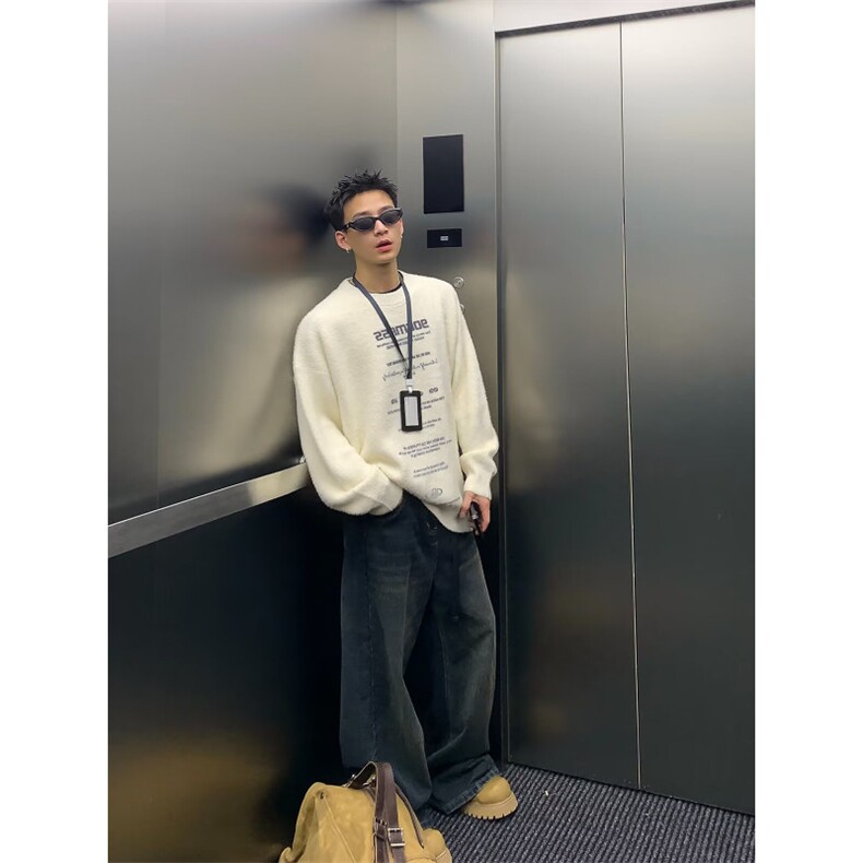 1506/QY1070/P69秋冬季套装美式复古重磅卫衣男生搭配牛仔裤,男装牛仔裤,星座1506