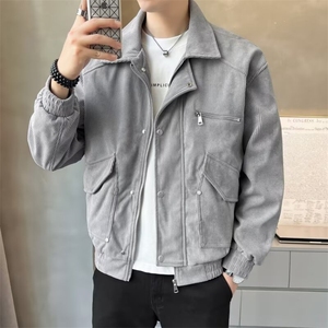 棕色做旧皮衣外套男痞帅设计感小众情侣休闲翻领夹克 JK8896图片