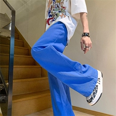 美式裤子高街ins设计感小众复古粉色牛仔裤男女直筒裤HN9113-p46，男装牛仔裤，星座1008