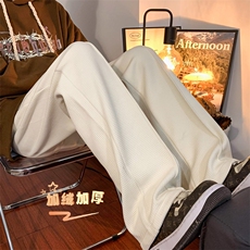 2024冬款加绒加厚休闲裤华夫格摇粒绒直筒裤313A-1-NK82-P55控68，男装休闲裤，星座808A-1