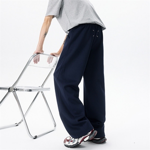 秋季直筒运动卫裤男2025新款潮牌宽松垂感阔腿裤美式休闲弯刀长裤图片