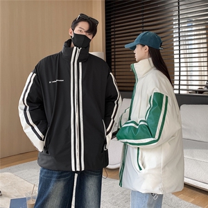 23冬季新款 PU皮拼接棉服男款外套潮牌美式情侣运动棉衣D334 P128图片