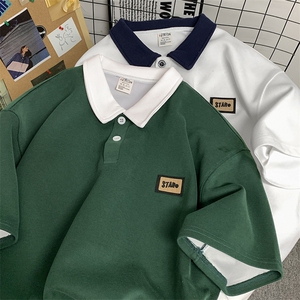 7个高点击 重磅港风polo衫翻领短袖男T恤X416b-1-DT389-P45限58图片