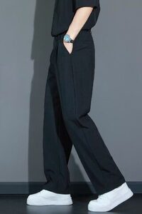 GX5021P45日系港风宽松直筒休闲裤韩版轻熟风纯色小香风西裤男图片