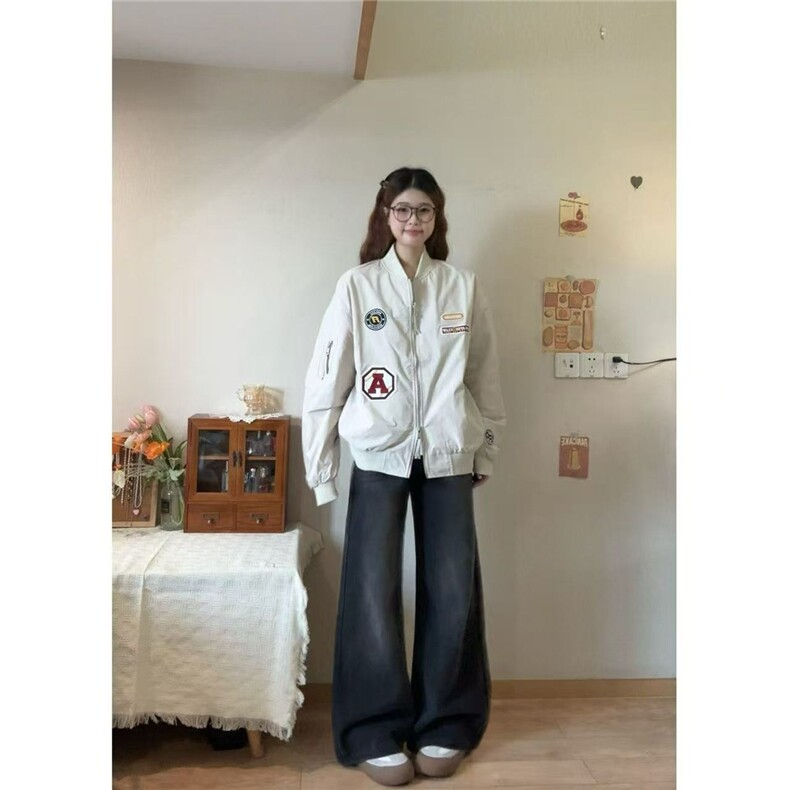 网图美式棒球领夹克复古徽章设计高街宽松显瘦外套YY803-特P41,男装夹克,电商C216