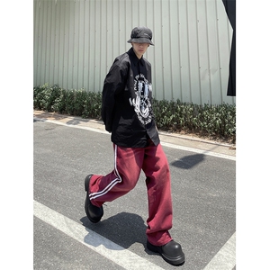 B221 美式ins高街暗黑小众宽松直筒运动牛仔裤 LK23139-P65 控88图片