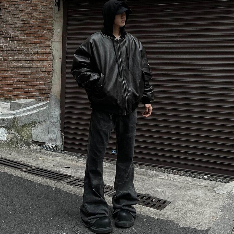 【有货】DM6022-P120美式复古连帽pu皮衣重磅工装加厚棒球服棉服,男装皮衣,星座603-2