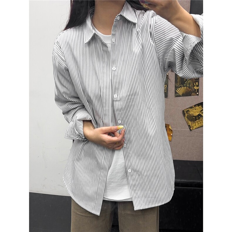 B221美式ins高街暗黑宽松条纹长袖衬衫SY2551-特P30控59,男装衬衫,电商B221