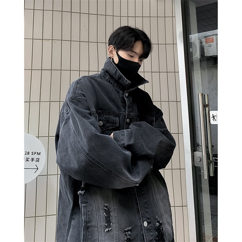 复古工装破洞牛仔外套男春季欧美vibe风高街痞帅外套GW605-P58，男装工装外套，星座1001-1