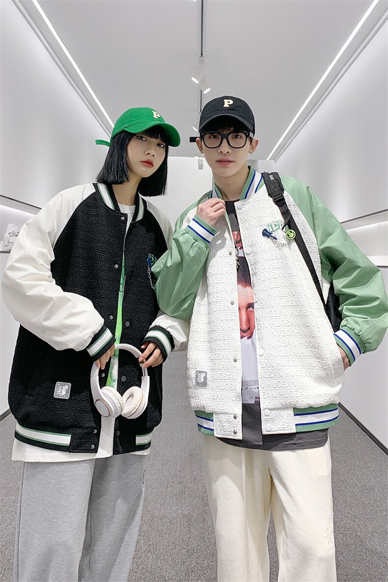 秋装立体印花夹克棒球服男女同款中性风情侣款简约外套8013-P95,男装夹克,电商A441-1