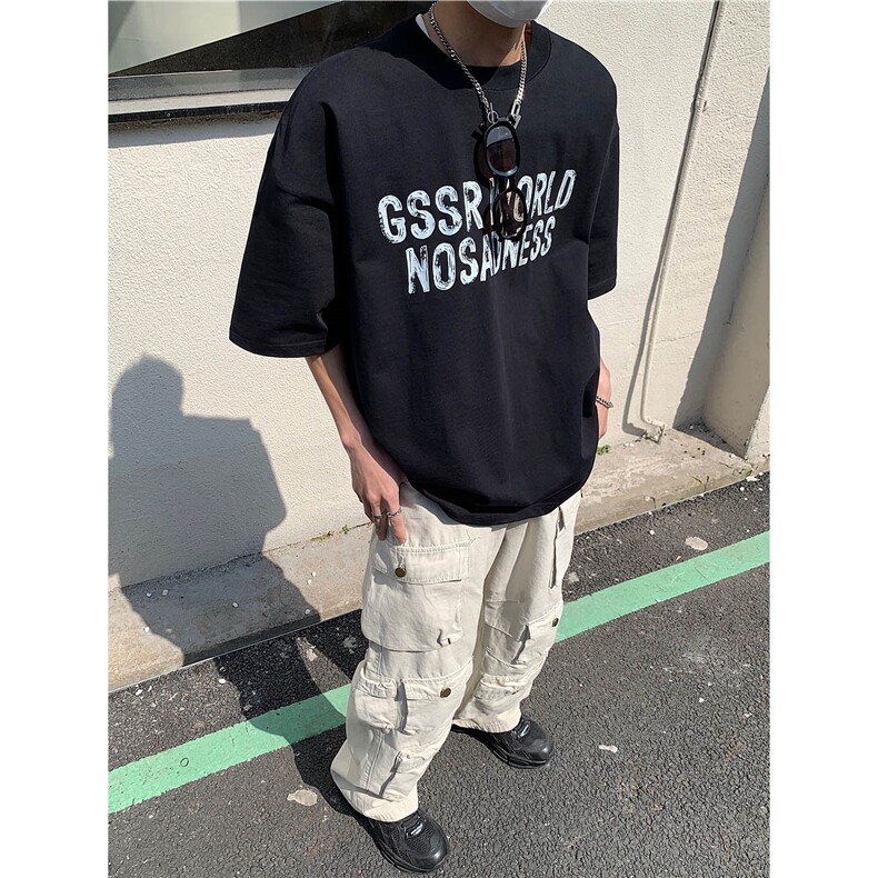 情侣装夏装2026新款短袖T恤男女潮牌高街宽松半袖体恤衫S181-P28,男装T恤,电商A233-1