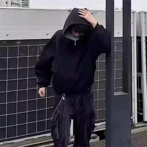 抖音得物高品质二开 26春装美式高街重磅结构高领连帽卫衣外套W62图片