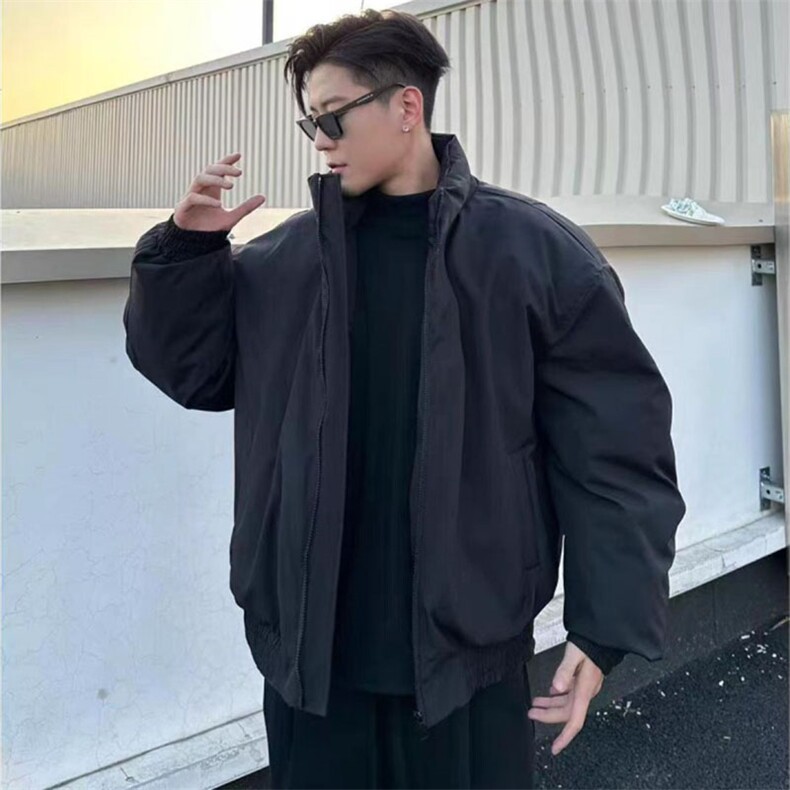 现货美式高街休闲夹克冬季三防立领纯色户外工装加厚棉服外套,男装夹克,电商A486
