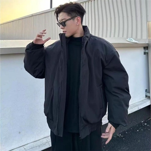 现货美式高街休闲夹克冬季三防立领纯色户外工装加厚棉服外套图片