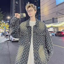 美式复古提花牛仔外套设计感小众休闲百搭夹克上衣潮W035-P62网图，男装工装外套，电商B245