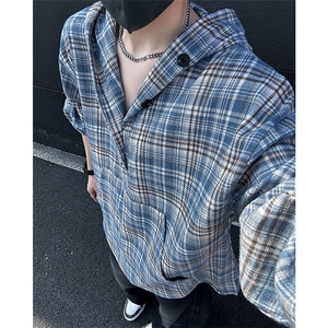 美式高街潮流格子衬衫潮牌宽松休闲上衣A086-CS2209-P38图片