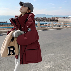 高级感白色工装派克羽绒服女冬季2024新款短款90白鸭绒冲锋衣外套，女装羽绒服，2C085