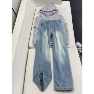 B221 美式ins高街暗黑宽松直筒工装牛仔裤LK26613-特P50控88图片