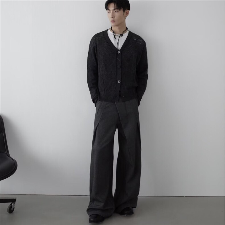 高级感微喇叭西裤男2025春秋季直筒宽松垂坠感阔腿休闲西装长裤子,男装西服套装,星座506A