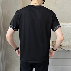 B353326P48黑色店主风2023年夏季新款拼色印花男短袖上衣T恤，男装T恤，电商B353
